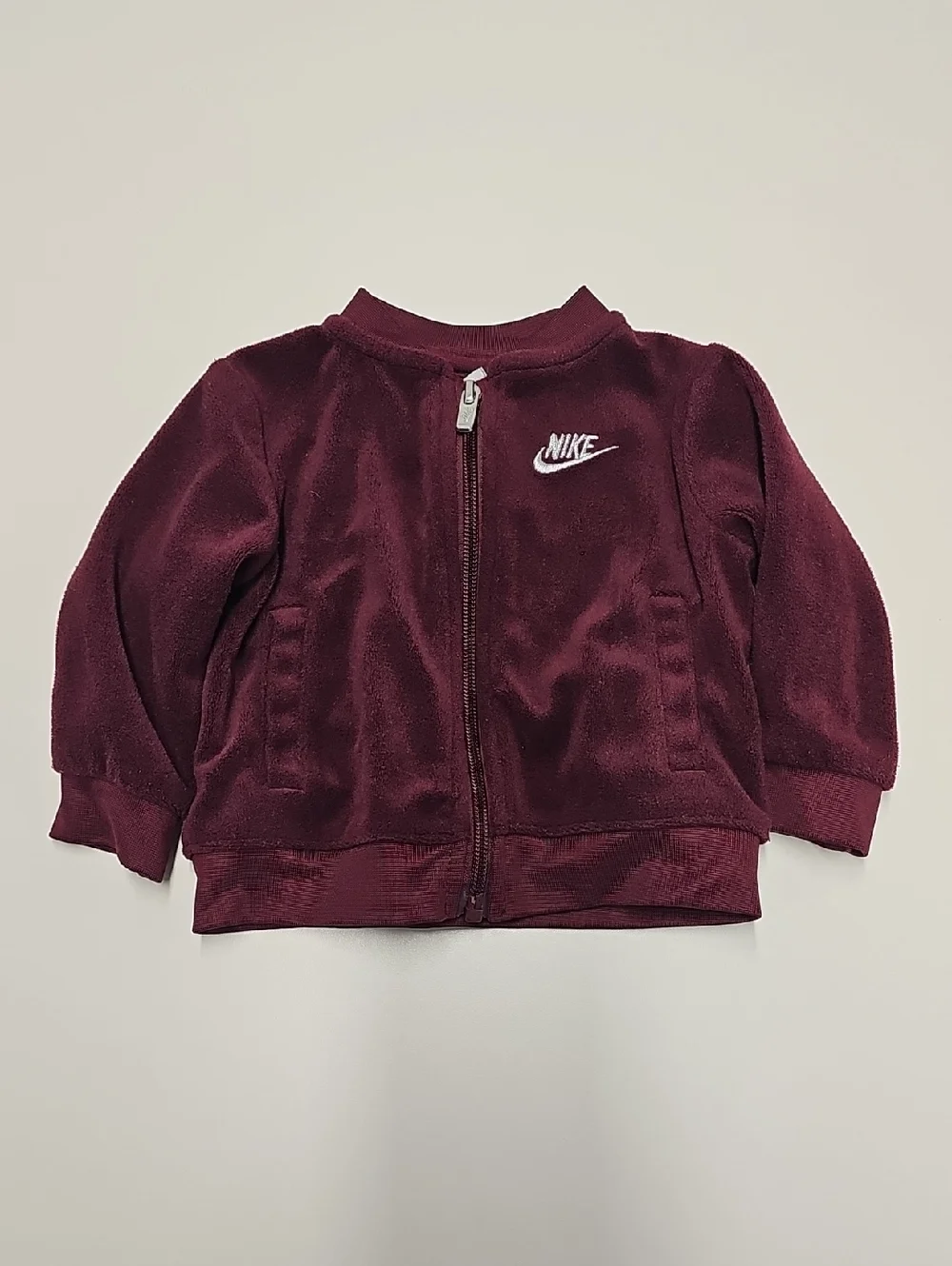 Nike Charming Fleece-Velour Plush Zip Jogger Tracksuit Burgundy/Maroon (6 month)